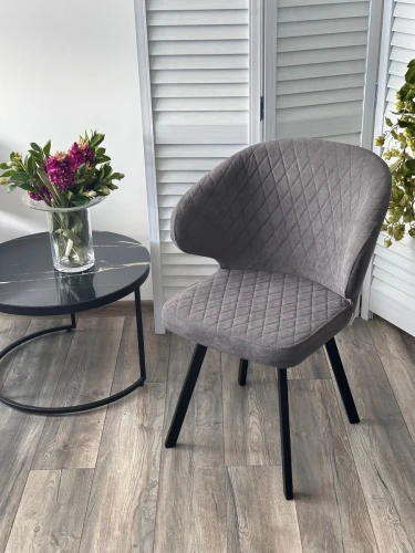 Стул ХИЛТОН 360 град., цвет B28 Темно-серый, велюр / черный каркас М-City