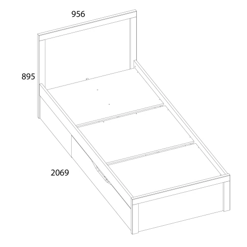 Кровать 90, BJORK, цвет ольха полярная