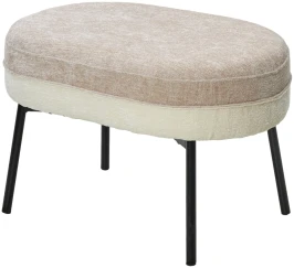 Пуф для гостиной RORY 3018-01 белый / 3018-10 бежевый, шенилл / черный каркас, ®DISAUR