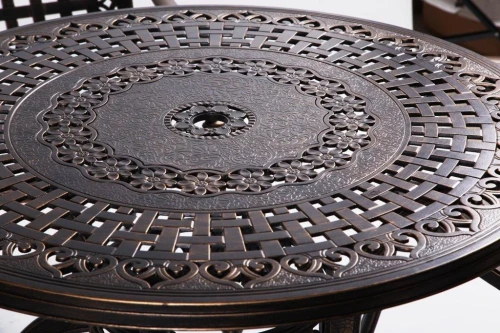 Обеденная группа из литого алюминия c столом ВУЛКАН + 6 кресел ФЕНИКС