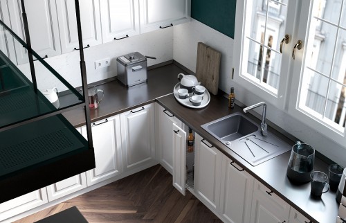 Модульная кухня Ницца Royal 3400х2600 Blanco МДФ эмаль угловая