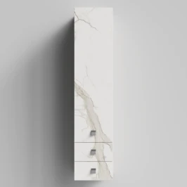 Пенал Квадро 35 подвесной, Мрамор Белый натур милк ПВХ 2537, правый