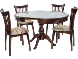 Обеденная группа (Стол Фабрицио-1 Glass и 4 стула Тулон), орех темный