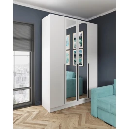 Распашной шкаф с зеркалом Мадрид 1.6, белый