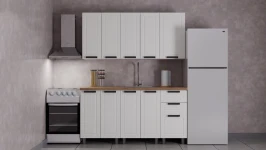 Готовая кухня ГК Аленушка 1,6м  Лилия Молочный/Молочный,скоба черный,черный