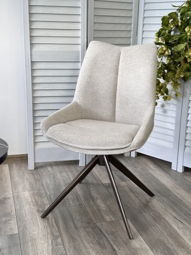 Стул OSKAR 360 град. поворот. KN01-05 Бежевый/ BZ1046-11 Бежевый/ Шоколадное золото каркас, ®DISAUR