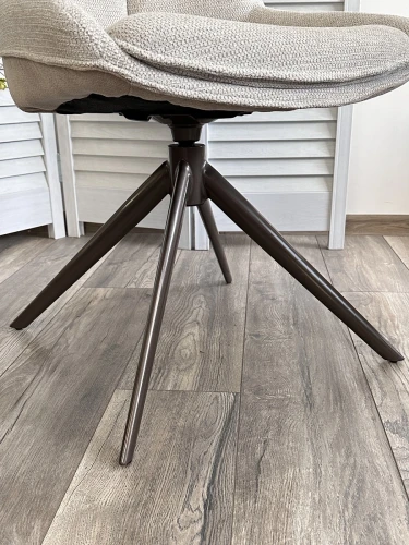 Стул OSKAR 360 град. поворот. KN01-05 Бежевый/ BZ1046-11 Бежевый/ Шоколадное золото каркас, ®DISAUR