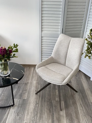 Стул OSKAR 360 град. поворот. KN01-05 Бежевый/ BZ1046-11 Бежевый/ Шоколадное золото каркас, ®DISAUR