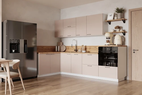 Готовая кухня КГ Угловой 1500х2700 (с пм) Эмаль, Крем  Арника РМ