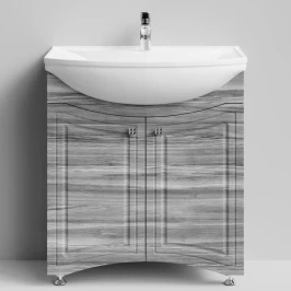 Тумба Адам 75 напольный, Лиственница структурная контрастно-серая ПВХ 64202 Vodok с раковиной в комплекте