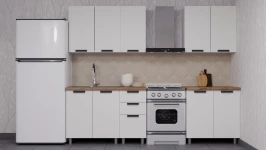 Готовый кухонный гарнитур ГК Аленушка 2м  Лаванда Молочный/Молочный, черный (без столешницы)