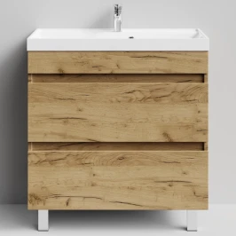 Тумба Бест 80  напольный, Дуб Тортуга ПВХ 2357-43 Vodok с раковиной в комплекте
