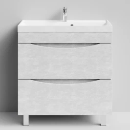 Тумба Лайт 80 напольный, Белый камень ПВХ 57805 Vodok с раковиной в комплекте