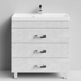 Тумба Орландо 80 напольный, Белый камень ПВХ 57805 Vodok с раковиной в комплекте