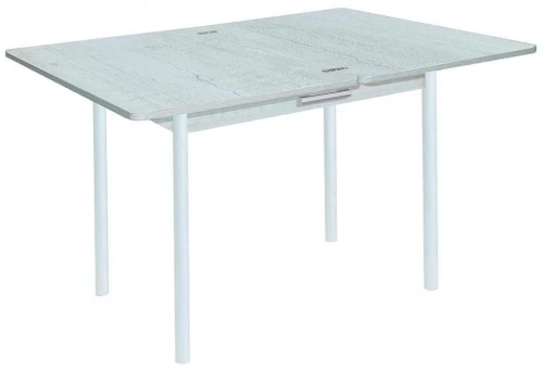 Симпл стол обеденный раскладной с ящиком / бетон белый/белый