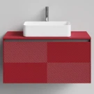 Тумба Соло 100, пример RAL 3004 Пурпурно-красный, матовая, 1 ящик, подвесной Vodok с раковиной в комплекте