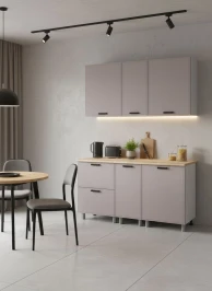 Готовый кухонный гарнитур МК Аленушка 1,6м в.4 Магнолия Кашемир,скоба черный,сонома