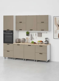 Готовый кухонный гарнитур МК Аленушка 2,4м Орешник Матовый Вижен,скоба черный,сонома (без столешницы)