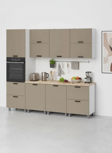 Готовый кухонный гарнитур МК Аленушка 2,4м Орешник Матовый Вижен,скоба черный,сонома (без столешницы)