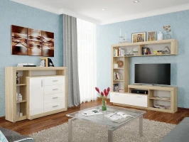 Гостиная Берген-02 Белый глянец