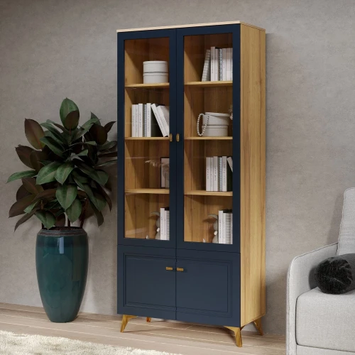 Шкаф-витрина Вега Сапфир 2дв, темно-синий