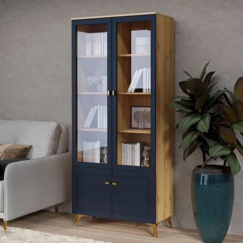 Шкаф-витрина Вега Сапфир 2дв, темно-синий