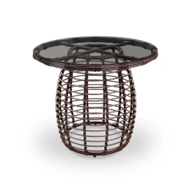 Стол ЛОТУС D930 Шоколад металлик искусственный ротанг