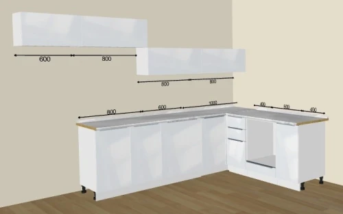 Угловая кухня Фьюжн на заказ 3.0х2.0 м. по размерам заказчика, цвет Angel