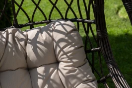 "Венеция" подвесное кресло-кокон из искусственного ротанга, цвет соломенный с бежевой подушкой