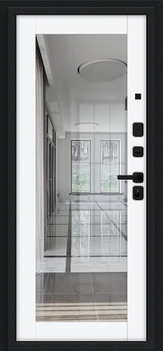 Входная дверь BRAVO Флэш МФ/SBlack Букле черное/White Silk