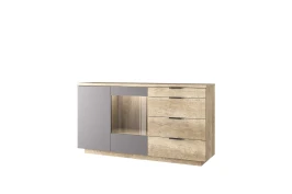 BRYCE, Тумба 1V1D4S. Цвет ДУБ КАНЬОН / СИЛК ШИТАКЕ