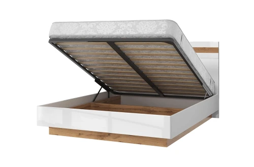 TAURUS, Кровать 160В с подъемником. Цвет БЕЛЫЙ / ДУБ ВОТАН