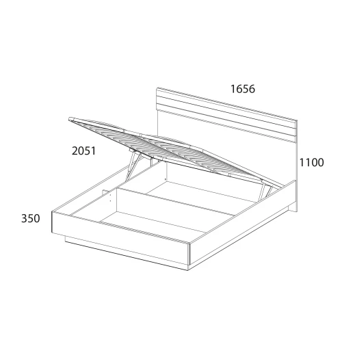 TAURUS, Кровать 160В с подъемником. Цвет БЕЛЫЙ / ДУБ ВОТАН