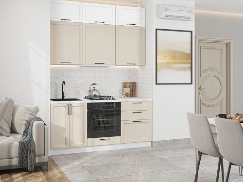 Кухонный гарнитур Сканди-06 White Silkwood/Cream Silkwood