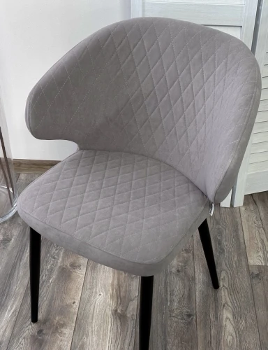 Стул ХИЛТОН, цвет B22 Серый, велюр / черный каркас М-City