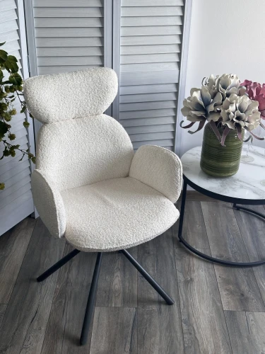 Стул VARDY 360 град.поворот. Белый букле XD841-01 / Серый, ®DISAUR