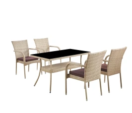 Комплект мебели из искусственного ротанг стол Рио и 4 кресла Милан Wood