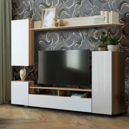 Стенка «Мия», дуб сонома/белый глянец