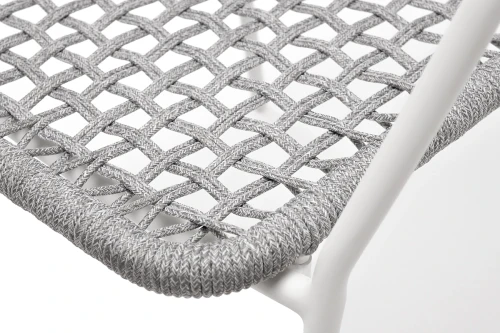 "Тунис" стул плетеный из роупа, каркас алюминий белый, роуп светло-серый