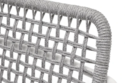 "Тунис" стул плетеный из роупа, каркас алюминий белый, роуп светло-серый