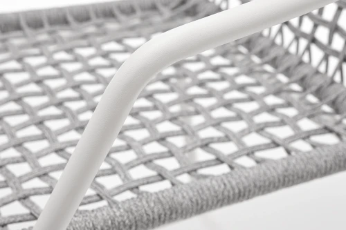 "Тунис" стул плетеный из роупа, каркас алюминий белый, роуп светло-серый