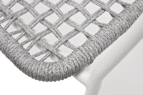 "Тунис" стул плетеный из роупа, каркас алюминий белый, роуп светло-серый