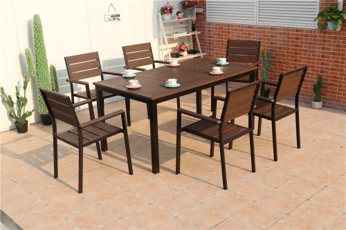 Алюминиевый прямоугольный стол  160*90 ПОЛИВУД-7 «POLYWOOD-7» цвет каштан арт.1026