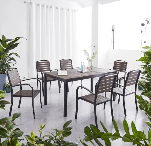 Алюминиевый прямоугольный стол  160*90 ПОЛИВУД-7 «POLYWOOD-7» цвет каштан арт.1026