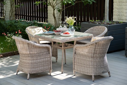 "Равенна" плетеное кресло из искусственного ротанга, цвет бежевый