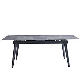 DT301 Стол обеденный расклад. Rebecca grey 160-200*90, керамич. столешница, основание металл черны