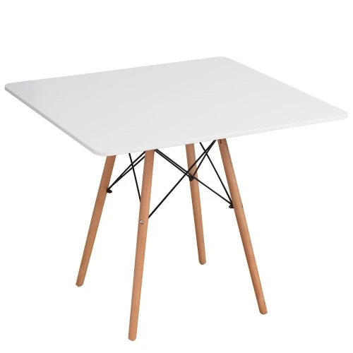 SQT-12 Стол обеденный БЕЛЫЙ 90*90 см, столешница МДФ, основание бук+металл