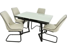 Обеденная группа (Стол Римини и 4 стула Эльзас), стекло белый