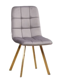 C919/DC809 Стул мягкий, ТЕМНО-СЕРЫЙ#h20 велюр, каркас металл золото КВАДРАТ