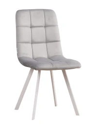 C919/DC809 Стул мягкий, СЕРЫЙ#h19 велюр, каркас металл белый КВАДРАТ